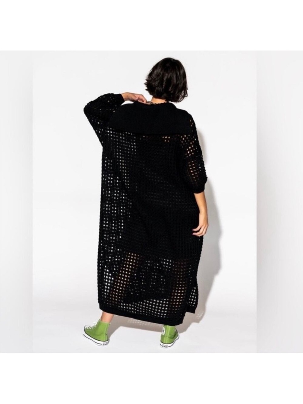 DRESSED IN LaLa Be Bold Oversized Black Knit Dress - Picture 3 of 13
